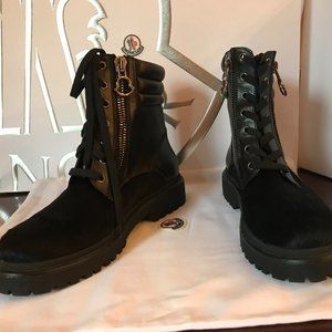 New Moncler Combat Boots with Fur toe Women's Sz 7